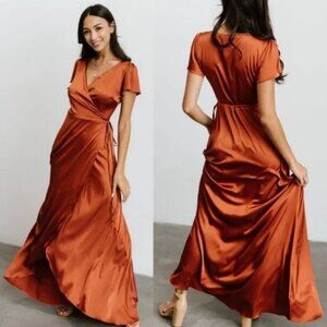 Baltic Born Krystal Satin Wrap Gown
